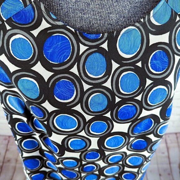 AB Studio Blue/Black/White Circles Sleeveless Dress - Picture 2 of 9